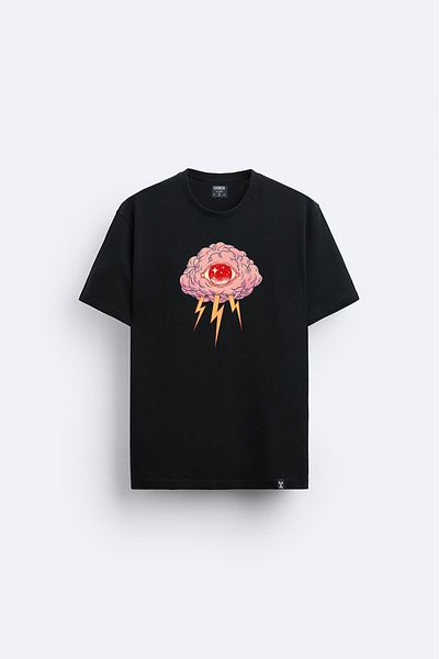 Darkia ReTro VinTage Brain PrinTed Black T-shirt - Relaxed FiT, Crew Neck T-shirt
