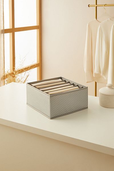 Ocean Home Textile Gray Laundry Organizer - 6 Compartments, Drawer and Cabinet Storage Box Organizer
