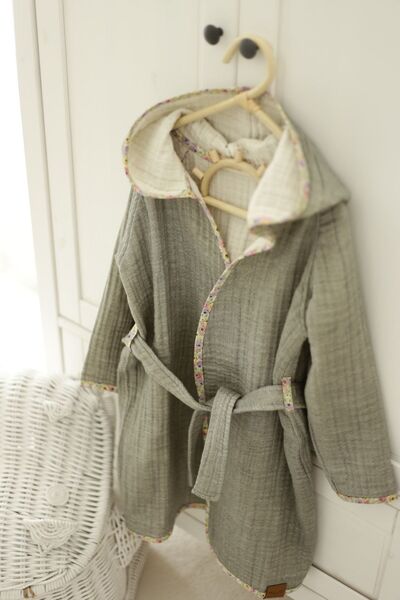 Mujo Baby&Kids رداء حمام موسلين منسوج عضوي مكون من 4 طبقات