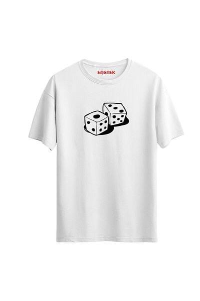 Açık Garaj Unisex Backgammon Dice PrinTed Regular T-Shirt