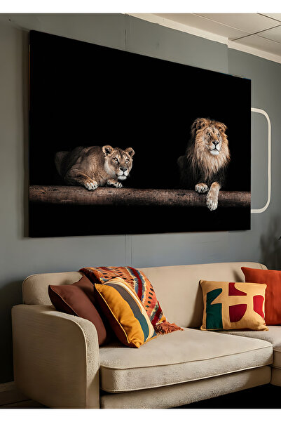 AR AJANS KANVAS TABLO Pictură decorativă pe pânză cuplu de lei