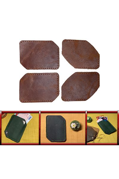 AiryFooT DIY Ready Cut Piece Δερμάτινο Mini Card Holder για την κατασκευή Crazy Leather Hobby ( Camel )