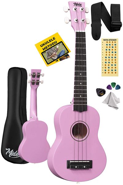 Midex Lilac Ukx-233pu Concert Ukulele - Hanging Bag and Method Plectrums