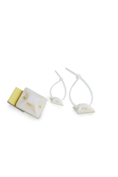 Maviaybilisim Yapışkanlı Kroşe 20x20 mm 20 Adet Kablo Bağı 3x100mm cırt