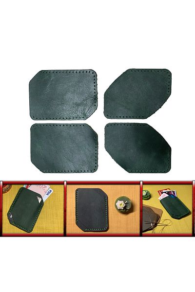 AiryFooT DIY Ready Cut Piece Δερμάτινο Mini Card Holder για την κατασκευή Crazy Leather Hobby (Πράσινο)