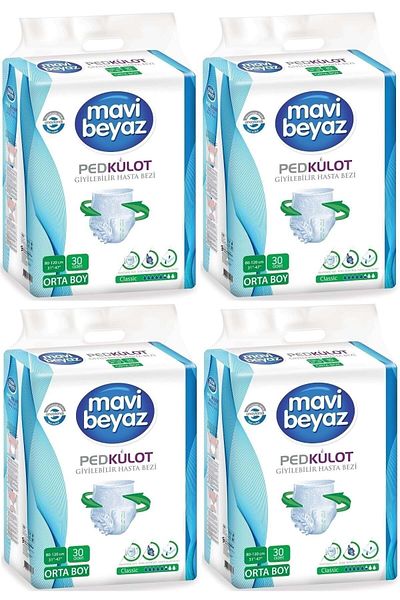 Mavi beyaz Pad Absorbent Panties Patient Diaper Medium Medium 120 Pieces