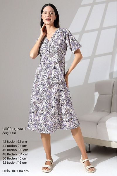 ÖNE BUTİK WOMEN'S SUMMER SHORT SLEEVE COTTON COMBED DRESS LYCAPAS