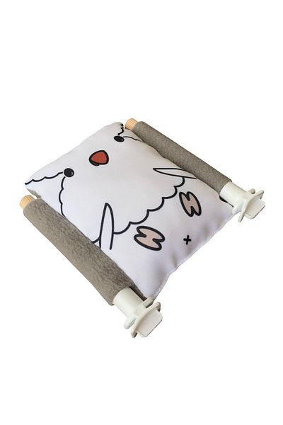 Kuşarkadaşım Bird Bed Soft Resting Pillow Double Sided Sleeping Perch White Monk & Monk Parrot Bed Perch