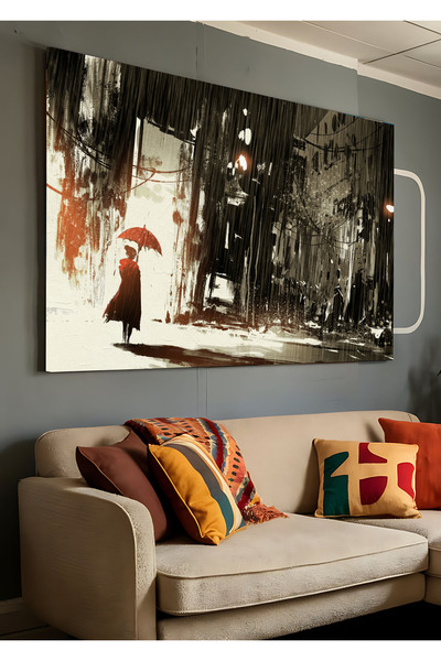 AR AJANS KANVAS TABLO Šetnja u kišnoj noći Dekorativna slika na platnu