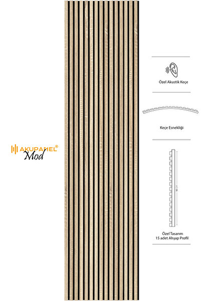 Akupanel Mod14 60x245 Cm Meşe Renk Akustik Ahşap Duvar Paneli
