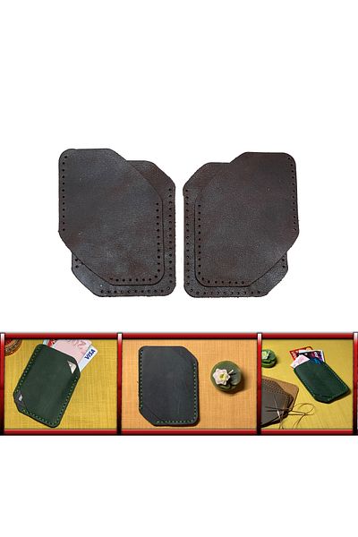 AiryFooT DIY Ready Cut Piece Δερμάτινο Mini Card Holder για την κατασκευή Crazy Leather Hobby (Καφέ)