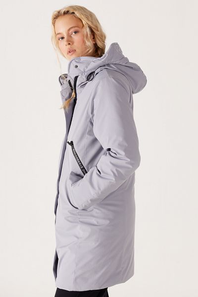 WRANGLER All Terrain Gear Relaxed Fit Weit geschnittene hellgraue Parka-Jacke mit Kapuze