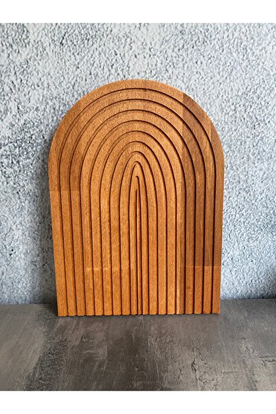 yağmur sanat Ahşap Oymalı Yarım Gökkuşağı Dekoratif Tepsi Sunum Tepsisi Sunumluk 1 Adet 24x33 Cm.