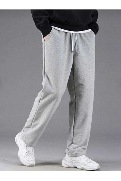 yg ydn giyim Gray-Men's Straight Leg Loose Fit Comfortable Wear Sweatpants