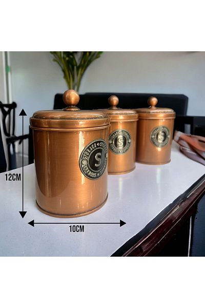 LUCKYHOMES 12x10cm 3-Piece Tea Sugar Coffee Jar, Galvanized 3-Piece Storage Container, Galvanized Spice Jar 3 Pieces 1301