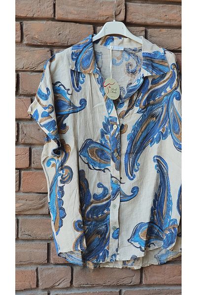 Park Moda Cămașă din in cu model paisley model 4603