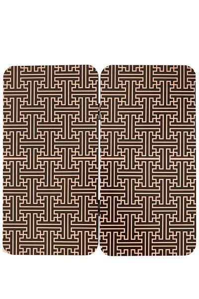 Uçandaire Geometric Patterned Mini Backgammon - 24x24 cm, Plastic Stamps, Mini Mobile Backgammon