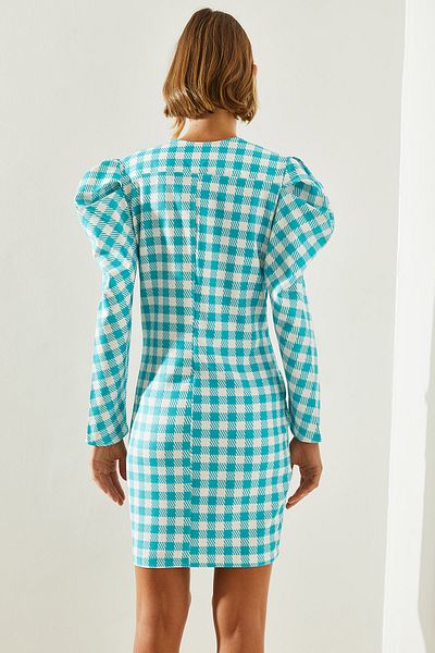 Bianco Lucci Vintage Women's Dress - Plaid Pattern, Watermelon Sleeve and Belt 21532 60251648