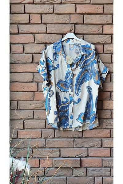 Park Moda Cămașă din in cu model paisley model 4603