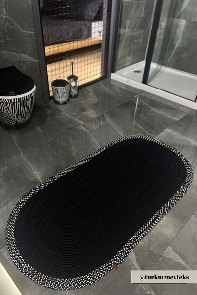 Türkmen Ev Tekstil Jute Black, Door Mat, Bath Mat, Door Mat, Balcony Mat, Corridor Carpet, Decor