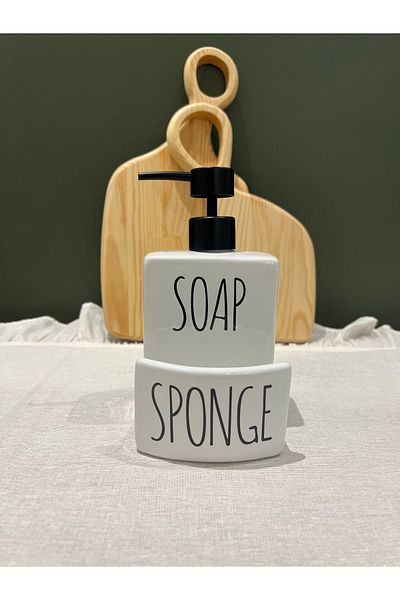 may home design Porcelain Modern Liquid Soap Dispenser/Sponge Compartment