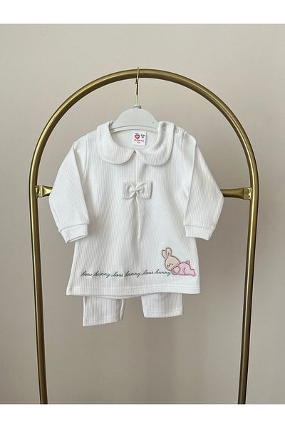 MBK GARDEN Long Sleeve Embroidered Newborn Baby Girl Set
