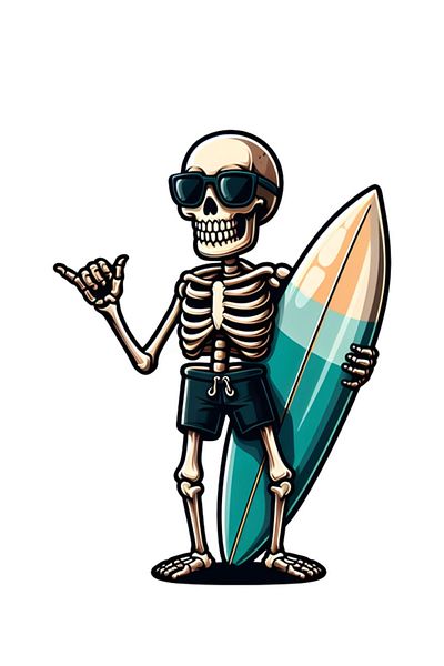 MegaSticker Autocolant schelet surfer 14x11 cm - mașină, motocicletă, cască, laptop, sticlă