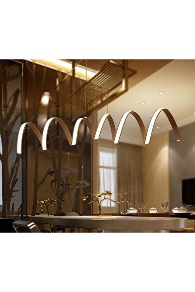 ABAJUR EVİM Yay Gold Altın Renkli Ledli Tasarım Avize