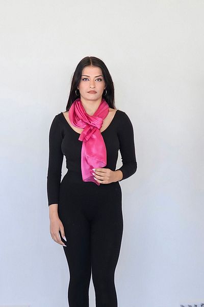 Bahtiyar İpek Pink Silk Plain Scarf