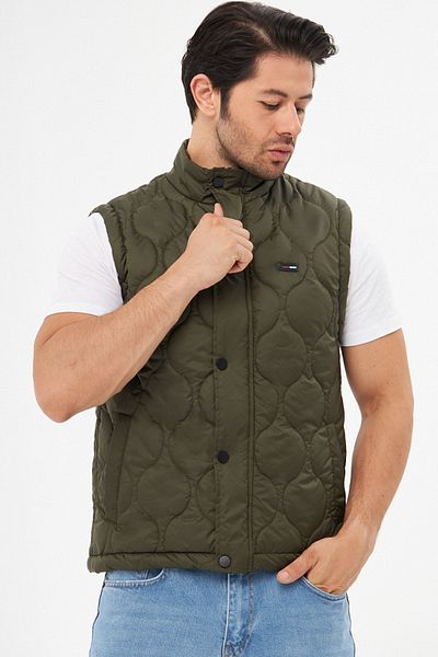 D1fference Men's Windproof Onion Pattern Quilted Khaki Vest