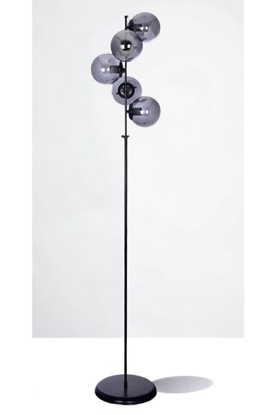 ABAJUR EVİM Melani Siyah Kasa Füme Camli5 Li Lambader