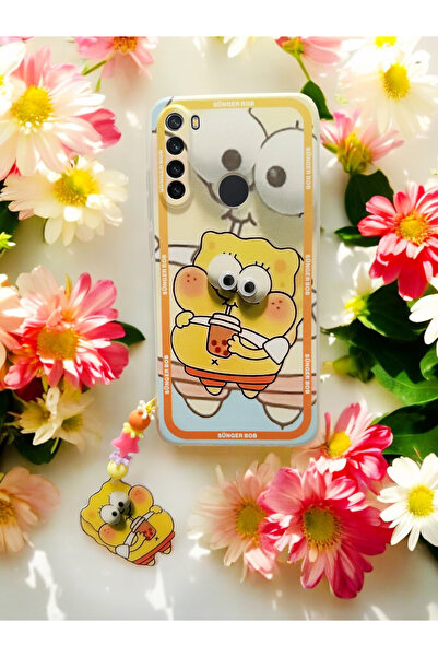 Spoyi Xiaomi Redmi Note 8 Sünger Bob Tasarımlı Charmlı Telefon Kılıfı