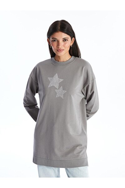 LC Waikiki LCW Modest γυναικείο φούτερ τουνίκ - Crew λαιμόκοψη και στάμπα με ...