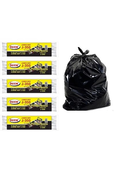 Ögem J-350 Jumbo Size Black Garbage Bag - 80x110 Cm, 90 Lt, 10 Rolls, 5 packs