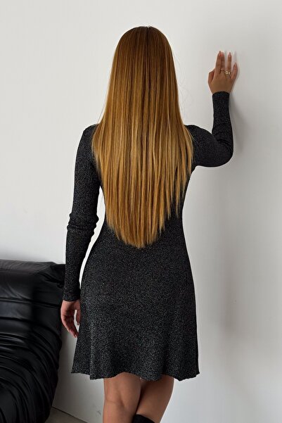 FEMELLE Anthracite Colored Glittery Women's Knitwear Dress - Standard Size