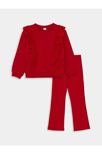 LC Waikiki Lcw Kids Girl - Crew Neck Long Sleeve Sweatshirt and Pants Set