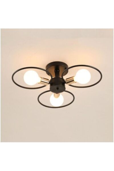 ABAJUR EVİM Leaf Rustic Non-Glass Triple Chandelier