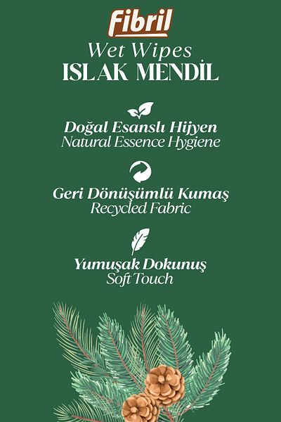 Fibril Cedar Wood Scented Wet Wipes 3X90 Pack, 270 Sheets Natural Axis