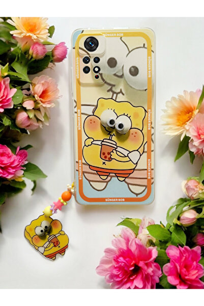 Spoyi Xiaomi Redmi Note 11 Pro Sünger Bob Tasarımlı Charmlı Telefon Kılıfı