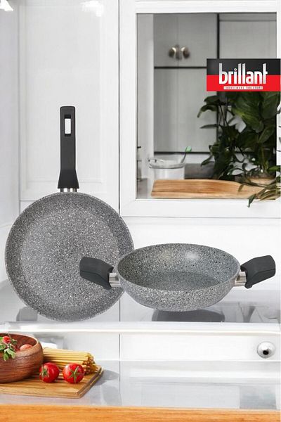 Brillant Luxury Granite 2-Piece Ceiling and Pan Set - 26/20 cm Fireproof and Non-Stick