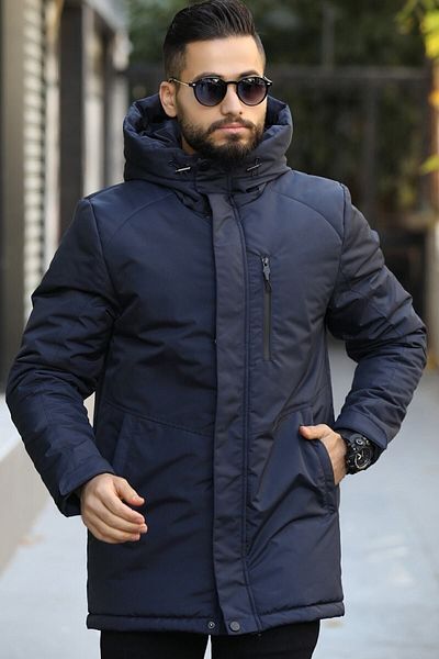 D1fference Men's Black Water Resistant Hooded Wind Resistant Coat & Coat & Parka