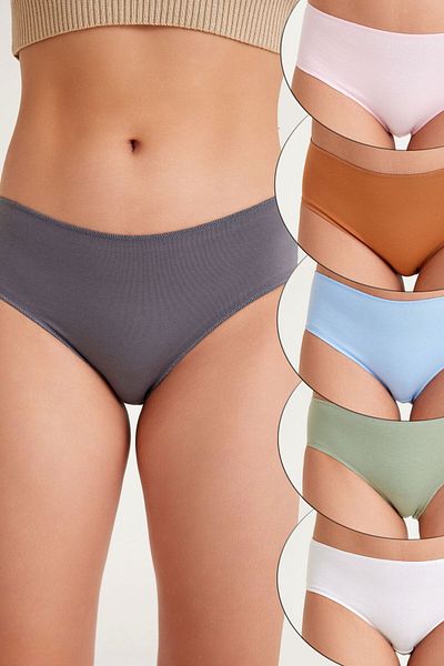 Butik Pack of 6 Women's Basic High Waist Lycra Cotton Casual Soft Textured Women's Panties