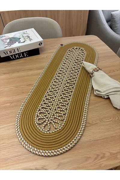 MaVaux Pure American Service - Cotton Natural Jute Runner 30X80, Πλεκτό σχέδιο