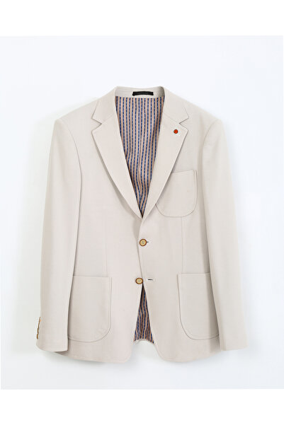 ACTUAL Slim Fit Blazer Tek Ceket 7160-1-5-Taş