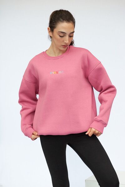Unisex Oversize Pembe Sweatshirt
