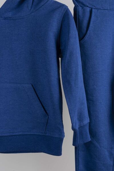 MAİBELLA Mavi Kapüşonlu Cepli Erkek Çocuk Eşofman Takımı | Rahat Ve Pratik Alt Üst Set