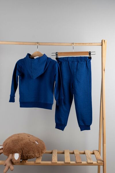 MAİBELLA Mavi Kapüşonlu Cepli Erkek Çocuk Eşofman Takımı | Rahat Ve Pratik Alt Üst Set