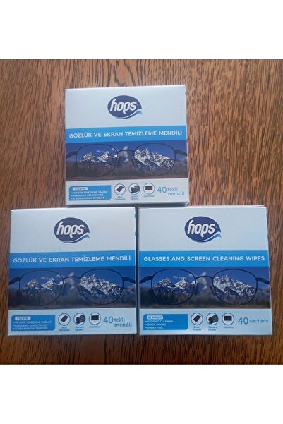 Hops 40 × 3 صناديق مناديل تنظيف النظارات والشاشات