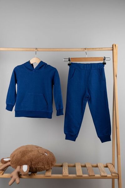 MAİBELLA Mavi Kapüşonlu Cepli Erkek Çocuk Eşofman Takımı | Rahat Ve Pratik Alt Üst Set