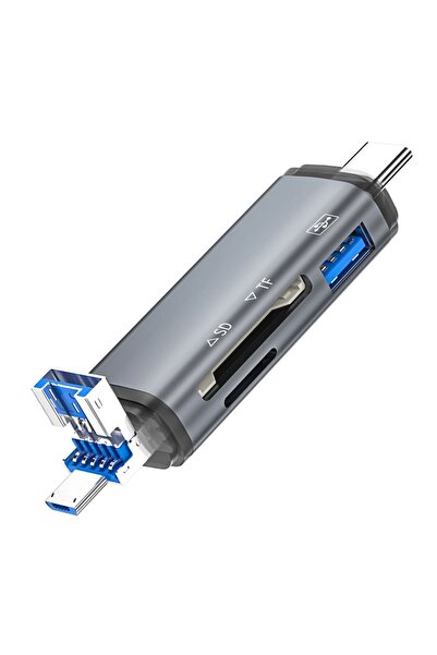Coverzone 3in1 Usb Otg Kart Okuyucu Type-c Ve Micro Usb Uçlu Pc Notebook Uyum...